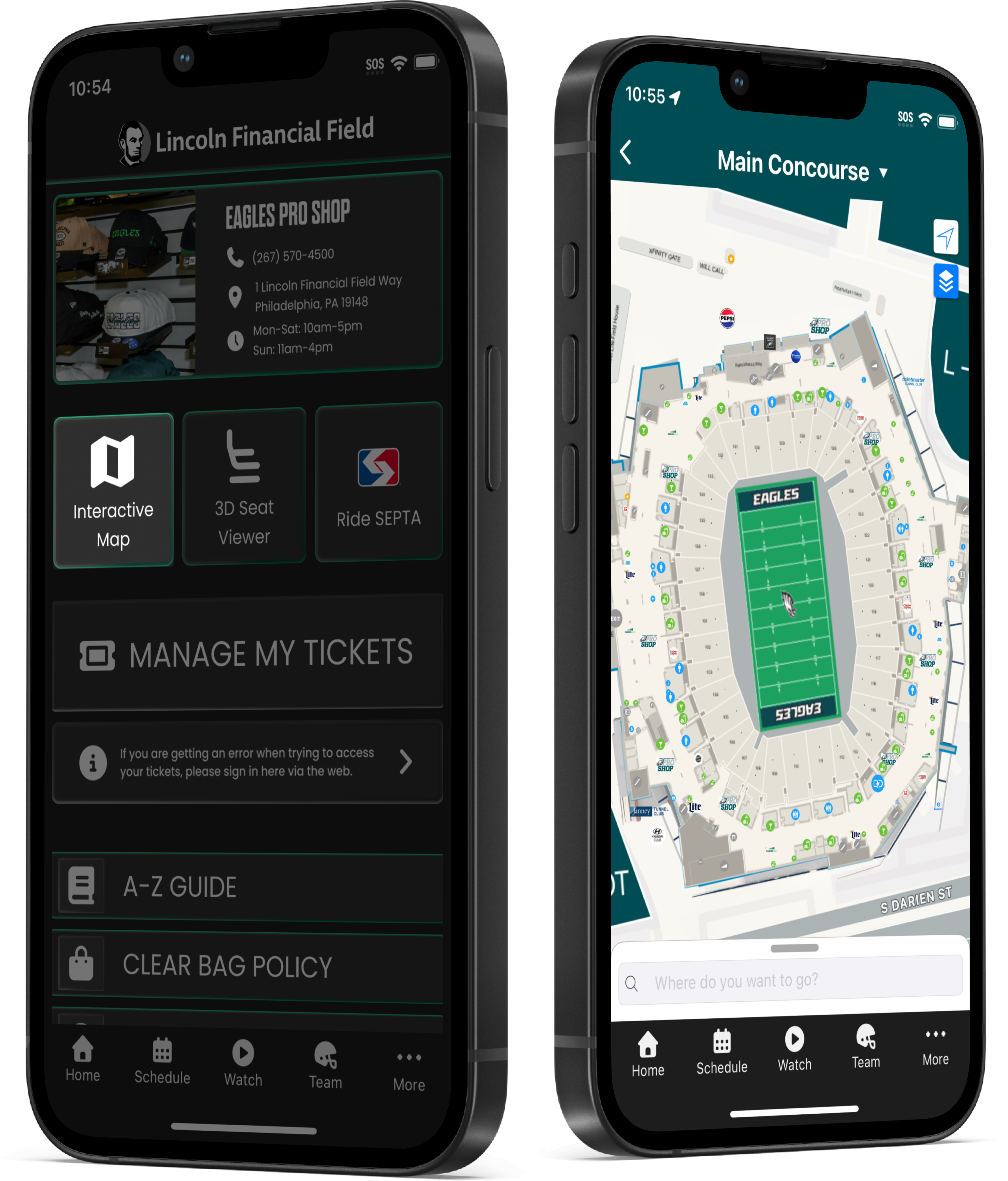 Navigate Lincoln Financial Field like never before with the Eagles Mobile App’s Stadium Interactive Map.