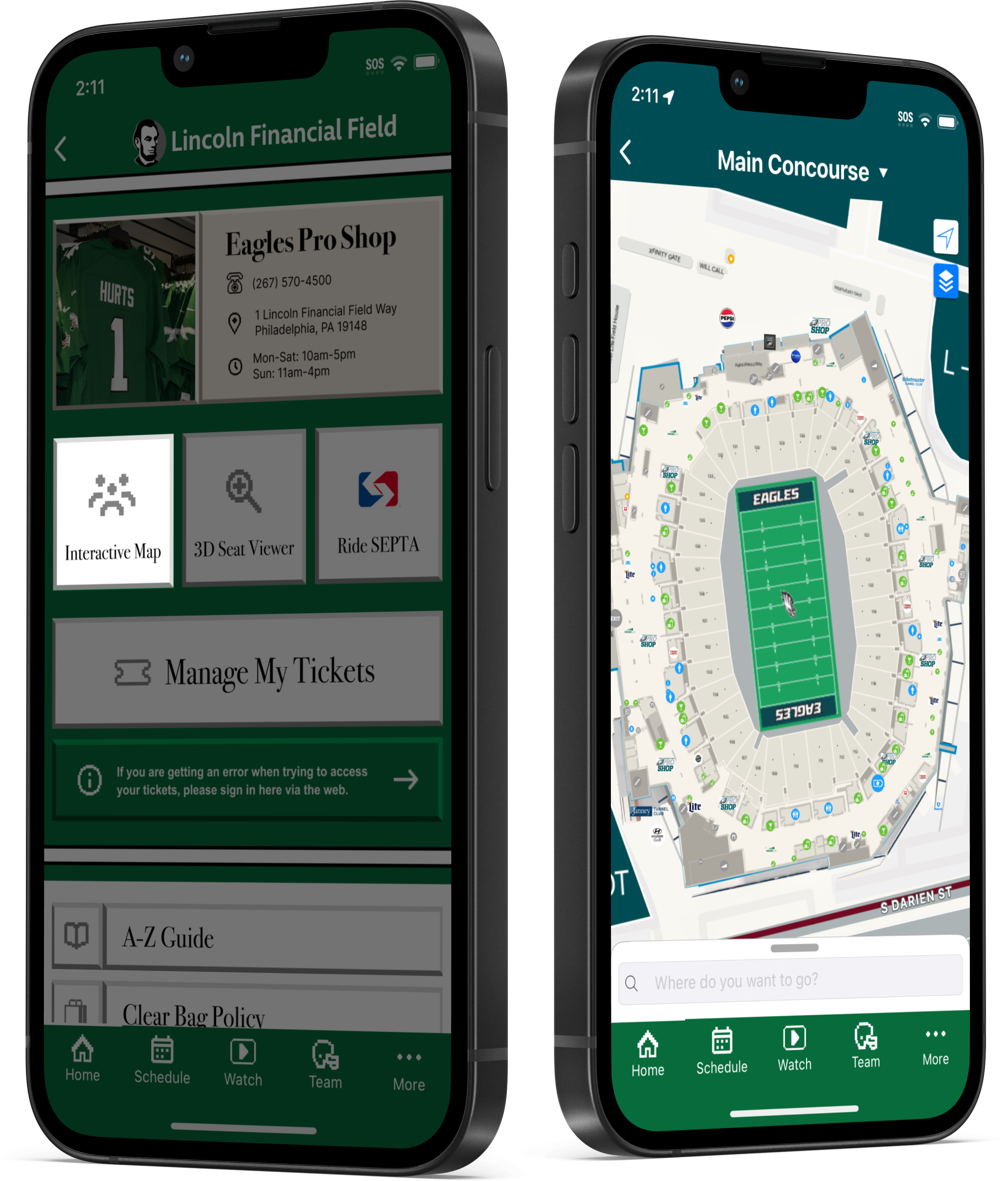 Navigate Lincoln Financial Field like never before with the Eagles Mobile App’s Stadium Interactive Map.